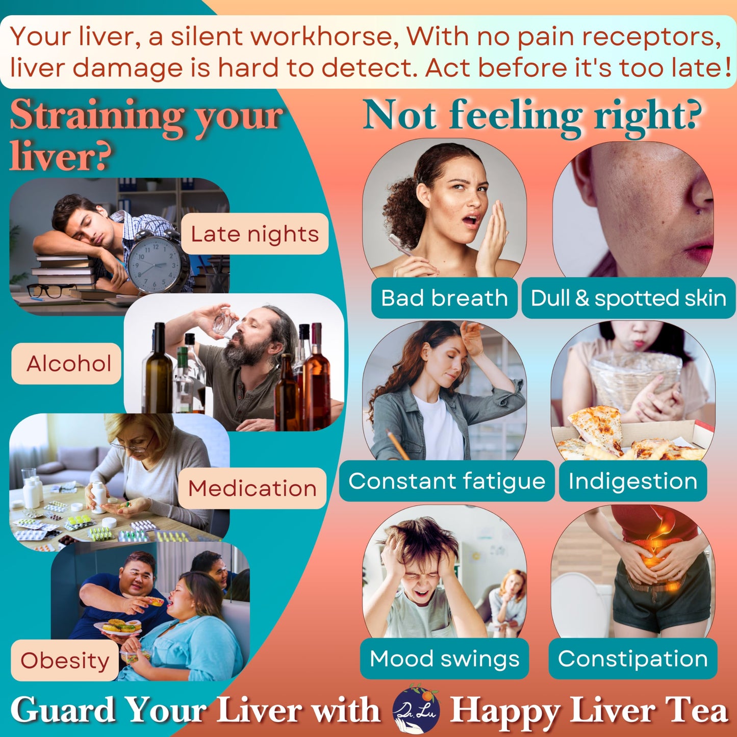 Dr. Lu’s Happy Liver Tea | 100% Natural Liver Cleanse Detox & Repair Tea Made in US | 11-Flavor Milk Thistle, Turmeric, Chrysanthemum, Licorice Root