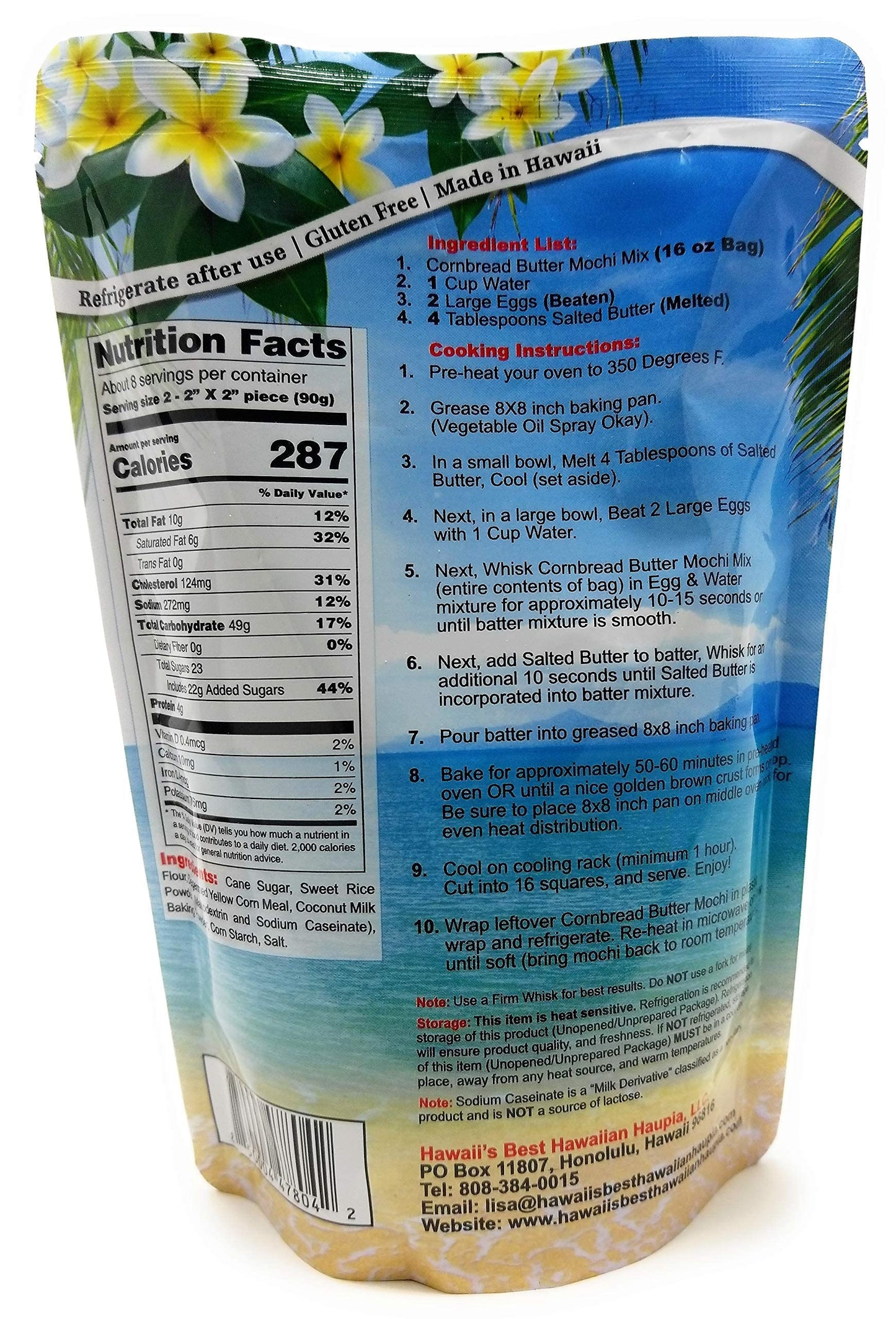 Hawaii's Best Hawaiian Cornbread Butter Mochi Mix 16 Ounces (Pack of 1)