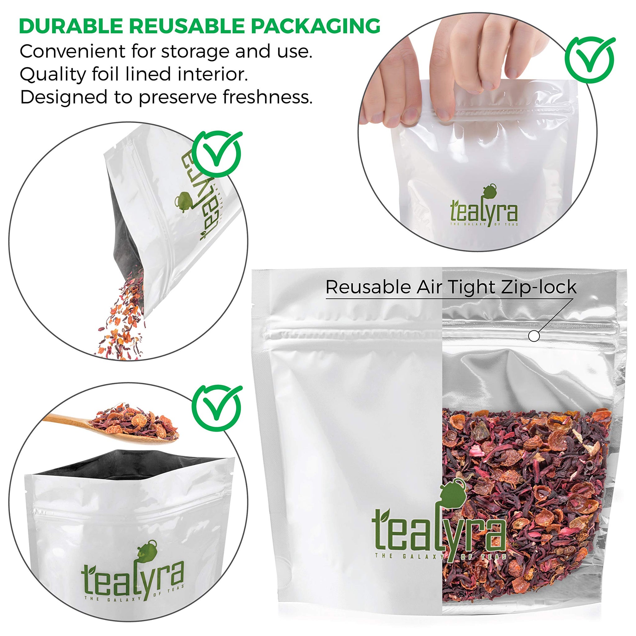 Tealyra - Hibiscus and Rosehips - Herbla Loose Leaf Tea - Health Tonic - Supports Healthy Blood Pressure - Caffeine-Free - Vitamins Rich - All Natural