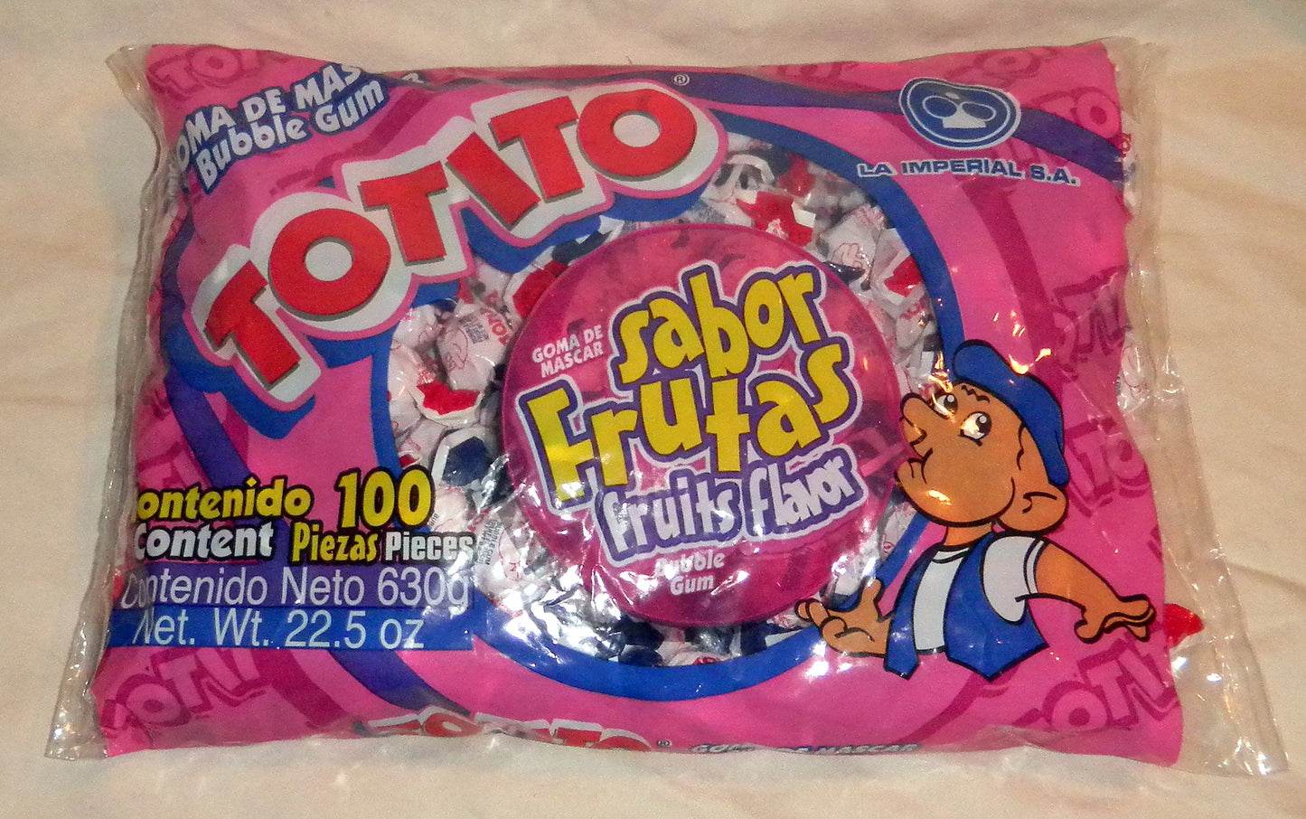 Totito Sabor Frutas - Fruits Goma De Mascar Bubble Gum 100 Pcs Net. Wt. 22.5oz