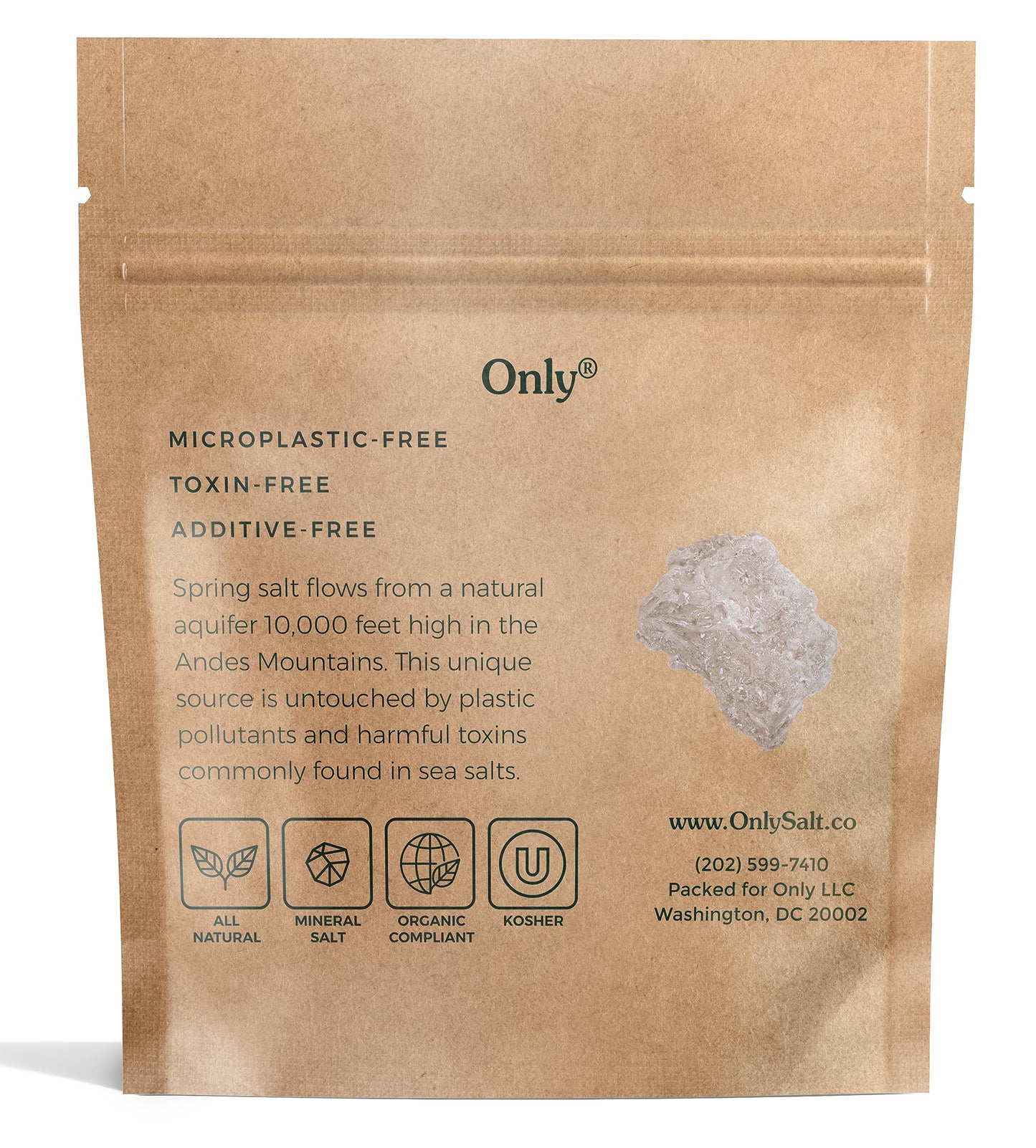 Ancient Spring Salt - Organic, Natural, Kosher - 1.5lb Pouch