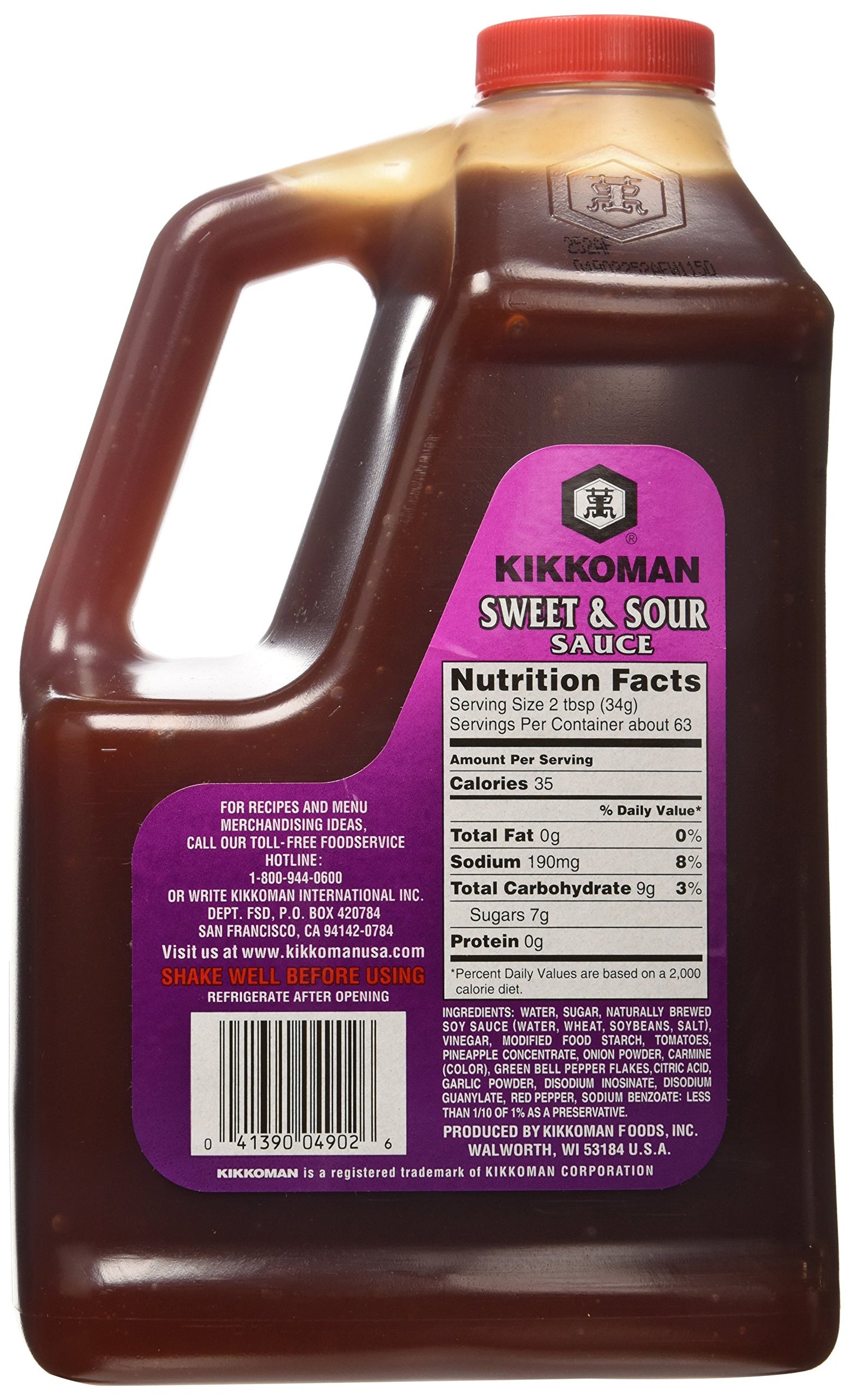 Kikkoman Sweet and Sour Sauce,Organic Dark Red Kidney, 4.67 Pound (Pack of 1),75 Ounce