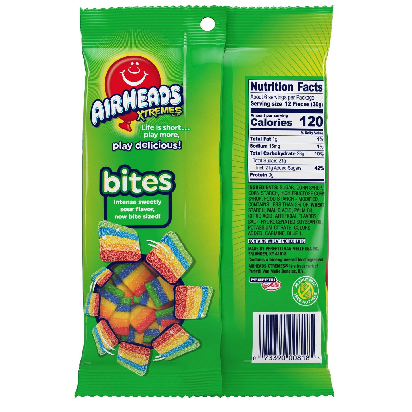 Airheads Xtremes Sweet and Sour Candy Bites, Chewy Candy Bag, Rainbow Berry Artificially Flavored, 6 Ounces (12-Pack)