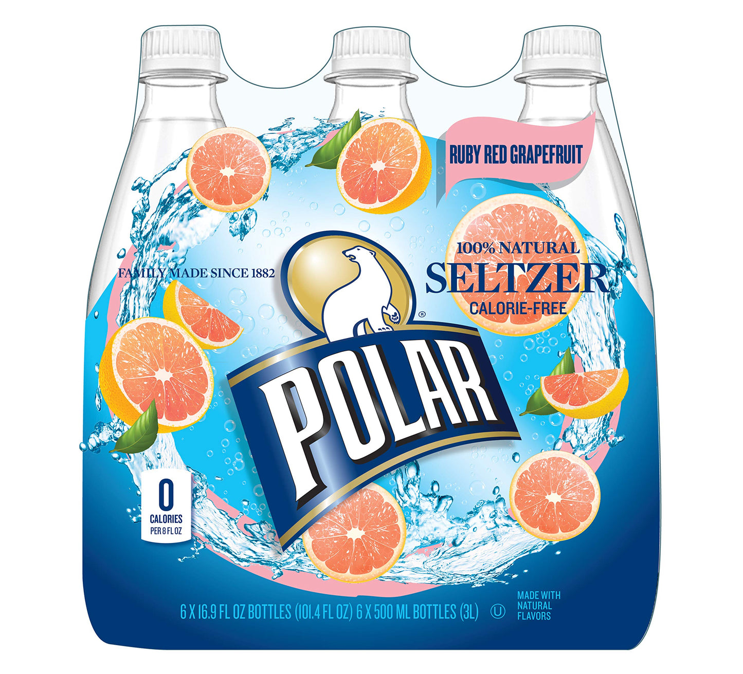 Polar Seltzer Ruby Red Grapefruit, 16.9 Fluid Ounce (Pack of 6)