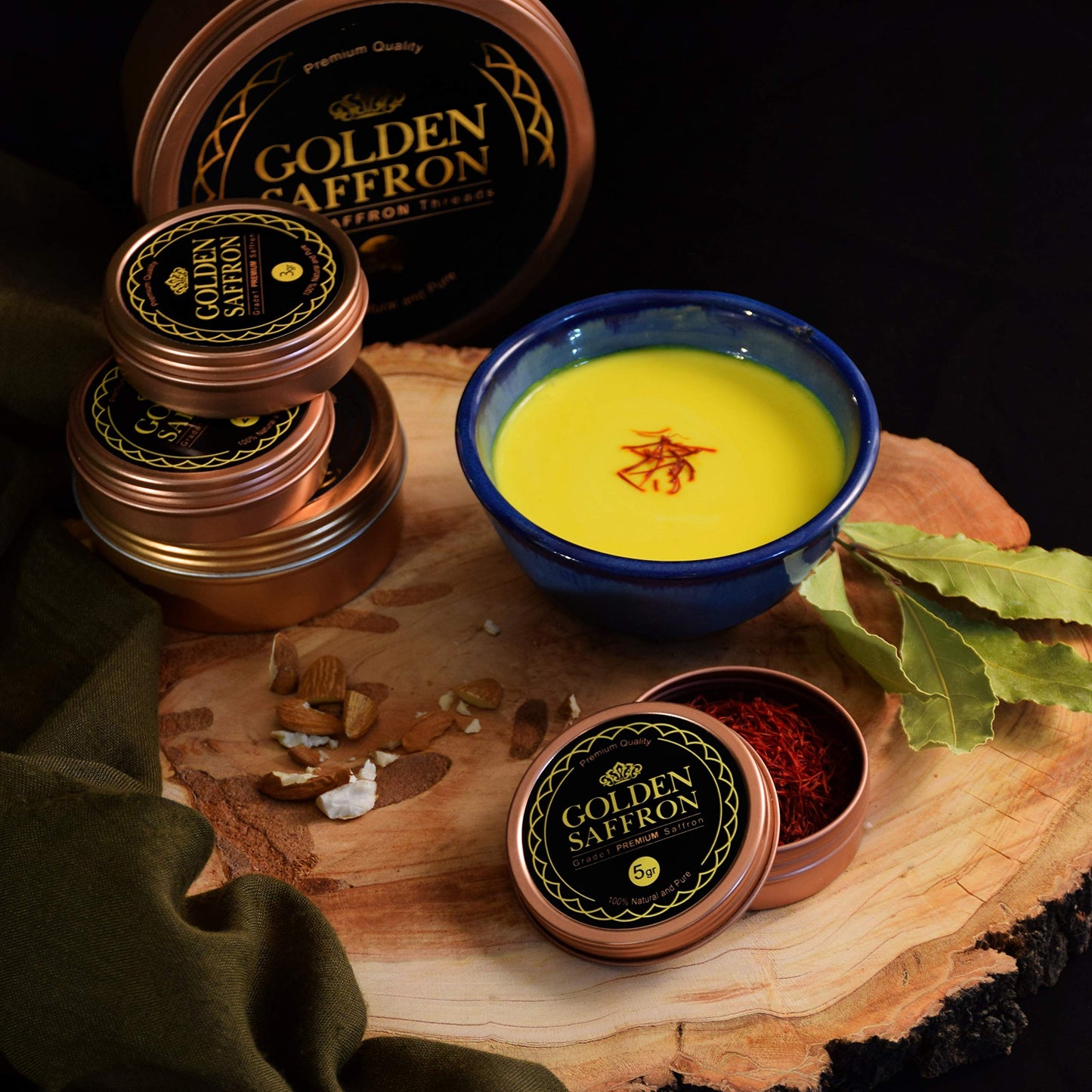 Golden Saffron, Finest Pure Premium All Red Saffron Threads, Grade A+ Super Negin, Non-GMO Verified. For Tea, Paella, Rice, Desserts, Golden Milk