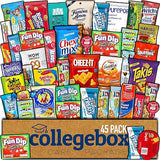 COLLEGEBOX Snack Box (45 Count) Variety Pack Care Package Gift Basket Adult Kid Guy Girl Women Men Birthday College Student Office School Graduation