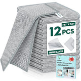 VMKBL 12 Pcs New Upgraded 3 Layers Non Scratch Wire Dishcloth, Multipurpose Wire Dishwashing Rags, Wet & Dry for Cookware, Sinks, Dishes, Stoves
