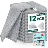 VMKBL 12 Pcs New Upgraded 3 Layers Non Scratch Wire Dishcloth, Multipurpose Wire Dishwashing Rags, Wet & Dry for Cookware, Sinks, Dishes, Stoves