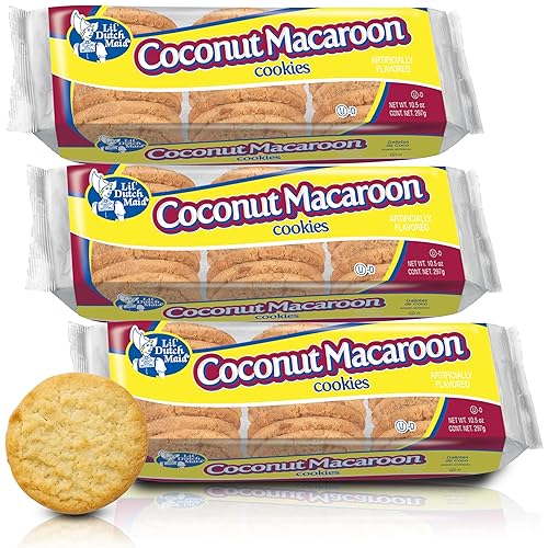 Lil Dutch Maid Coconut Macaroon Cookies | 10.5 oz (Pack of 3) | Sweet Coconut Macaroon Snack Cookies with Classic Flavor