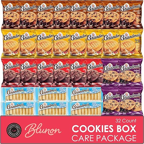 Grandmas Cookies Variety Pack - Bulk Assortment Care Package Individually Wrapped - Mix Cookies Variety Pack Gift Box (32 Count)