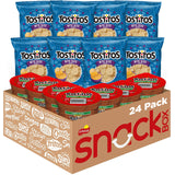 Frito Lay Tostitos Bitesize Rounds Chips and Salsa Dip Cups Variety Pack, (Pack of 24), Vegetarian, Blue