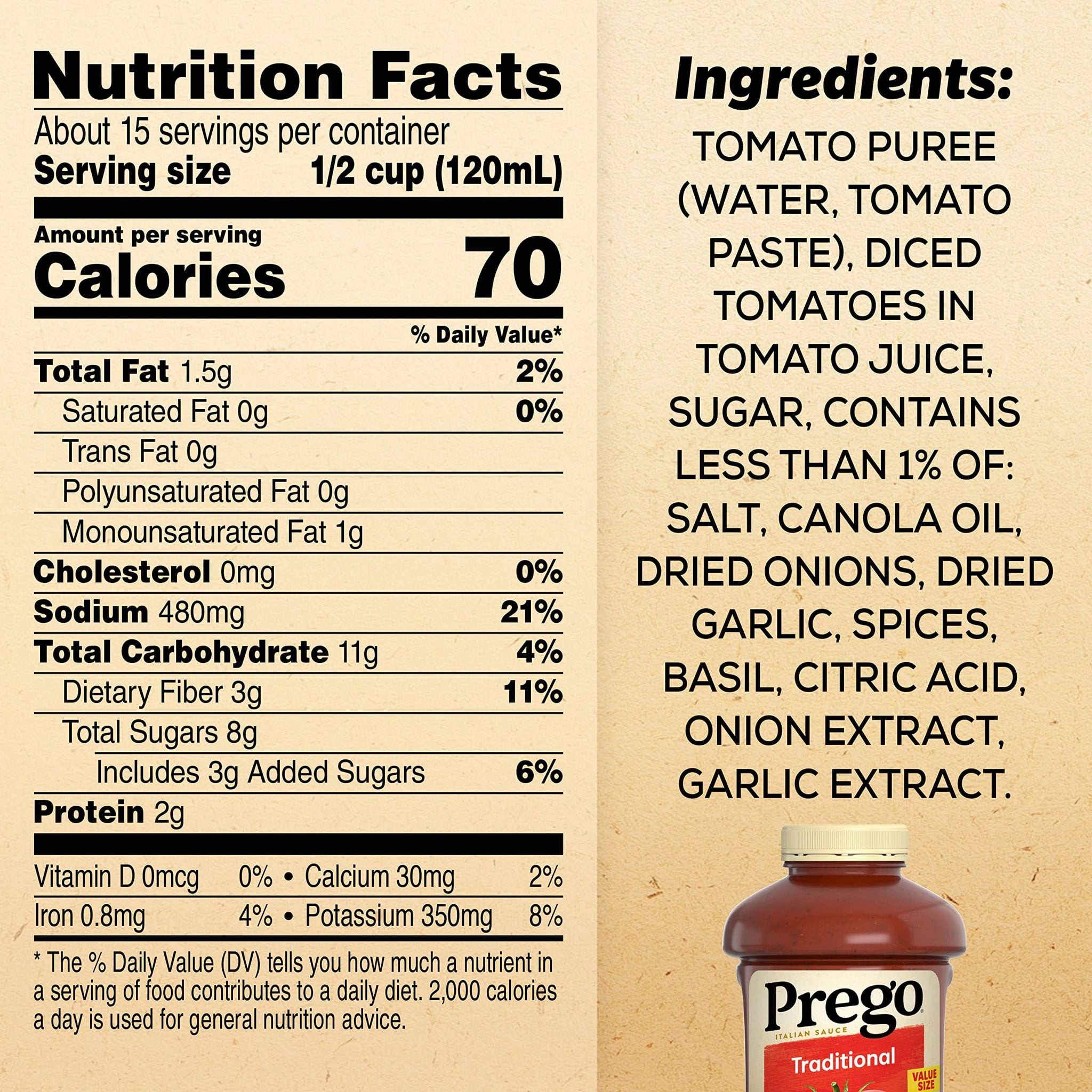 Prego Traditional Pasta Sauce, 67 oz Jar