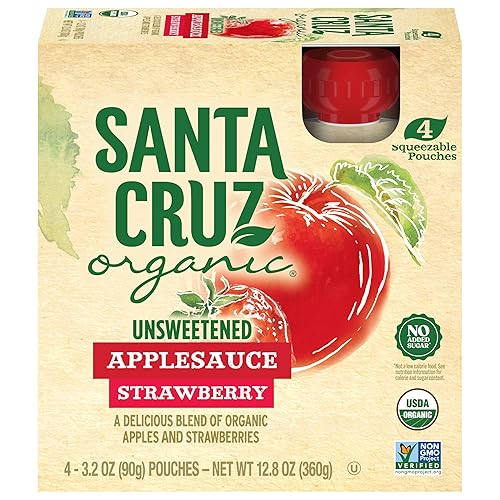 Santa Cruz ORGANIC Strawberry Applesauce, 3.2 Oz (Pack of 4)