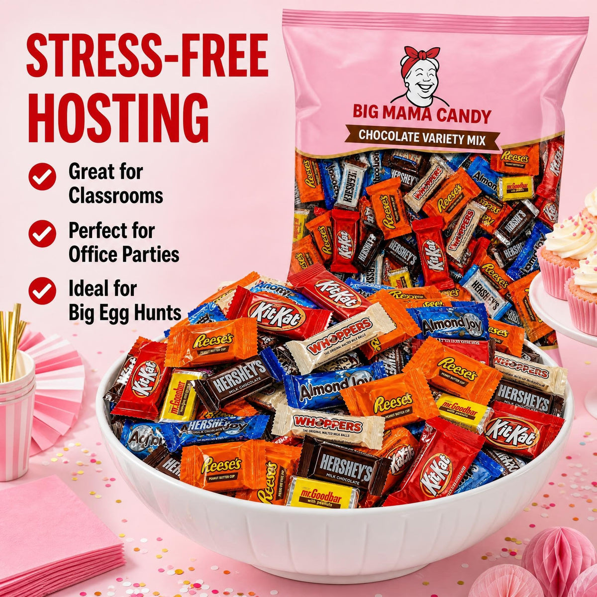 Big Mama Candy Bulk Chocolate Candy Assortment 5 lb Wrapped Mix