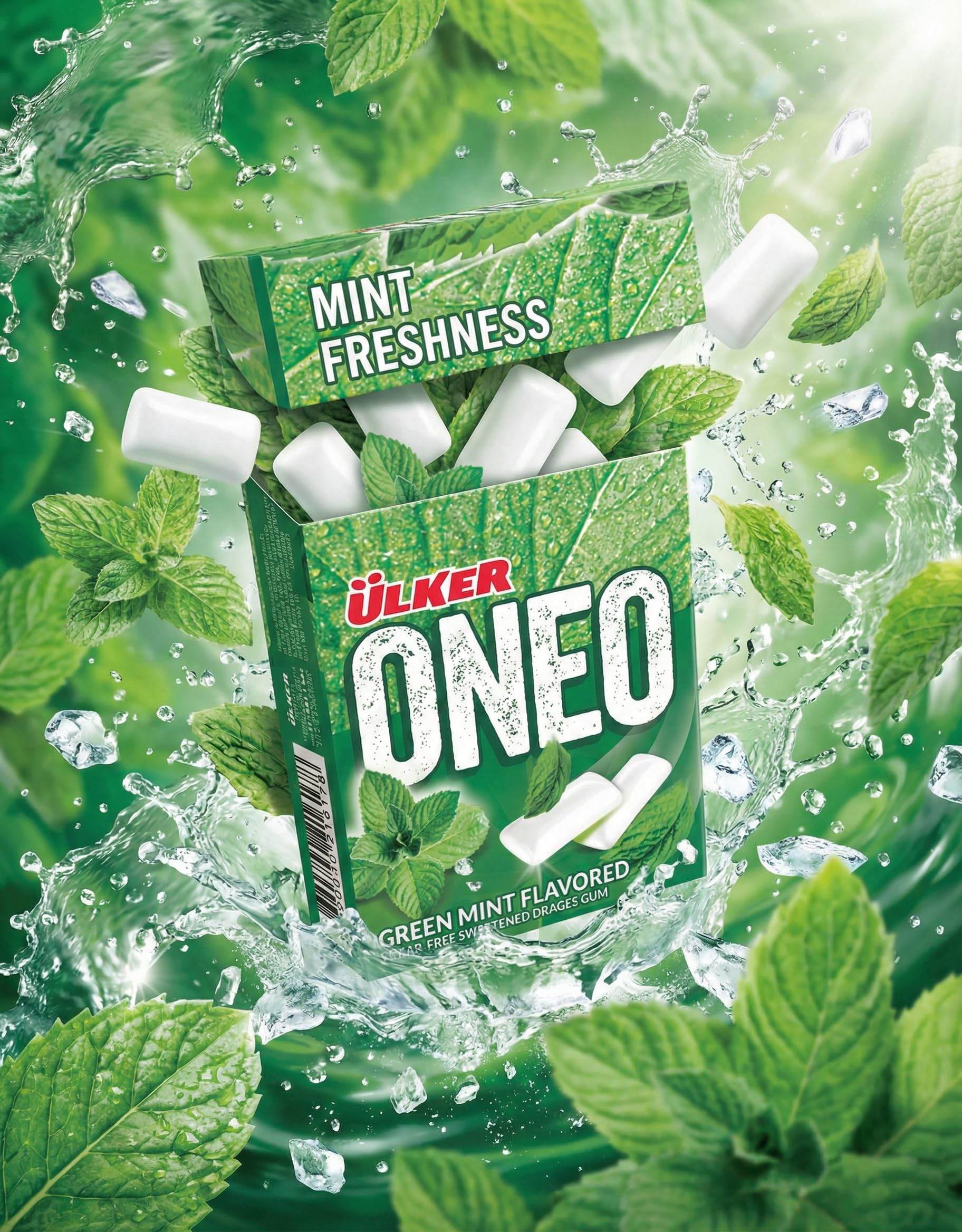 Ceres Gourmet Sugar Free Spearmint Chewing Gum with Xylitol, Liquid Center Filled Mint Gum, Refreshing Mint Flavor Gum Packs, 1 oz x 20 Boxes
