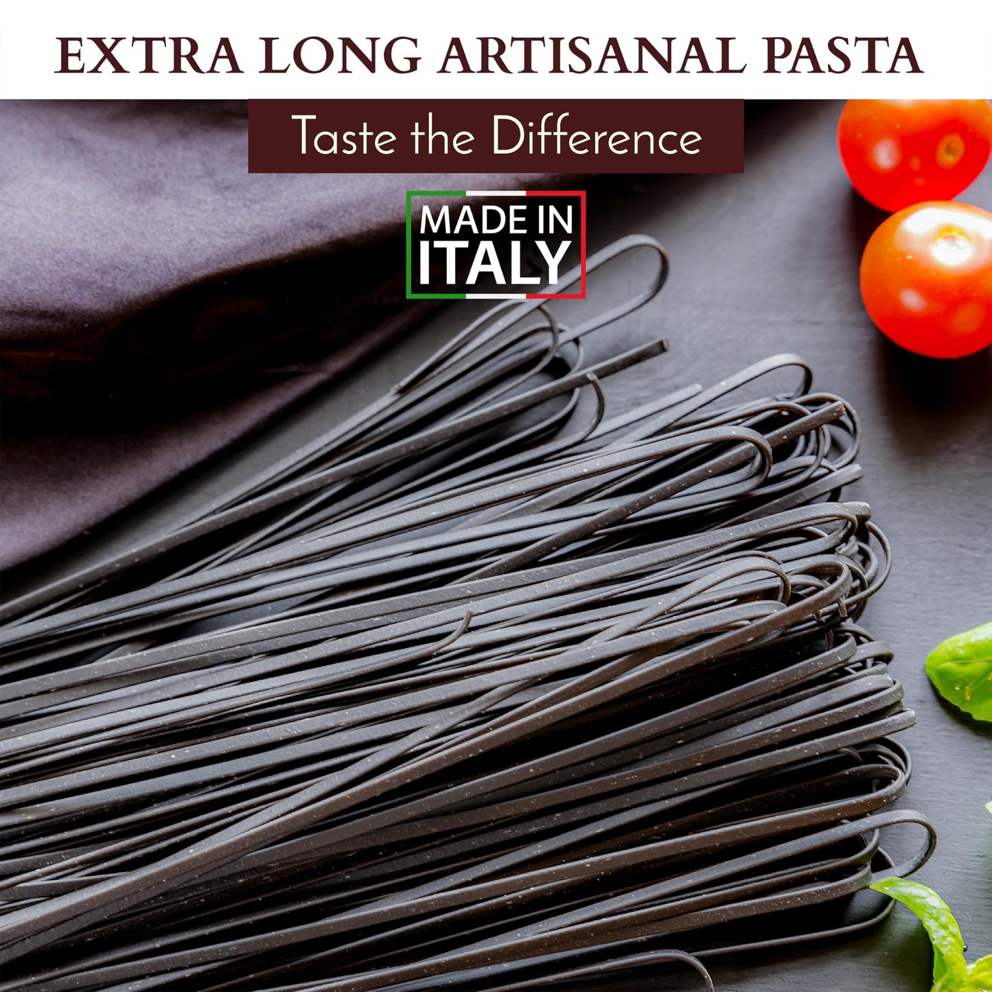 Morelli Squid Ink Pasta Linguine - Organic Black Pasta Noodles, Durum Wheat Semolina, Italian Nero Di Seppia Made in Italy - 8.8 oz / 250 g (Pack