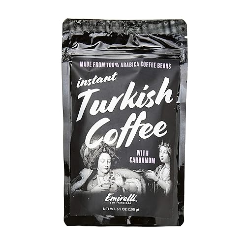 Emirelli Instant Turkish Coffee, Special Taste with Arabica Coffee Beans, Resealable Bag, 3.5 Ounce (100gr) (Cardamom)