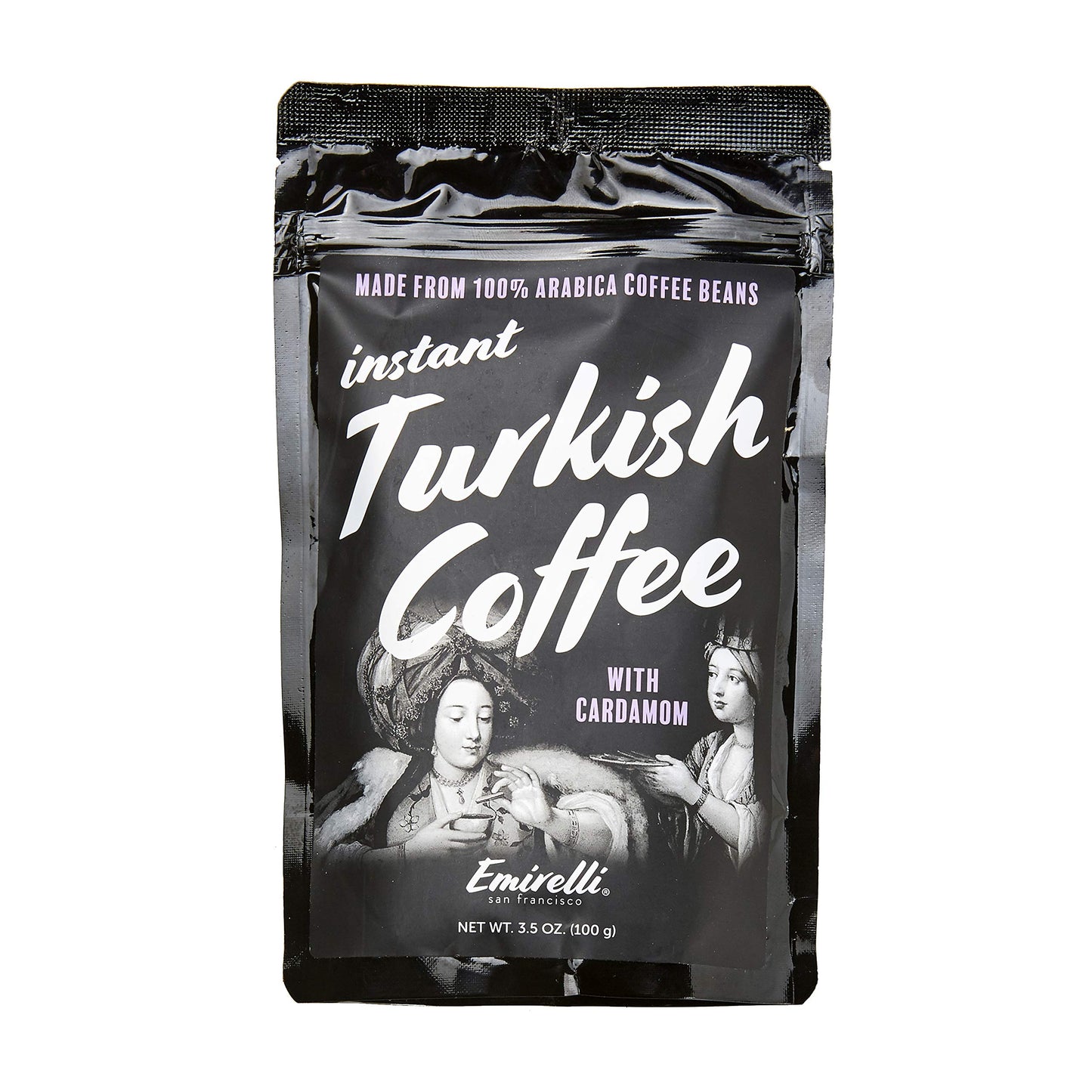 Emirelli Instant Turkish Coffee, Special Taste with Arabica Coffee Beans, Resealable Bag, 3.5 Ounce (100gr) (Cardamom)
