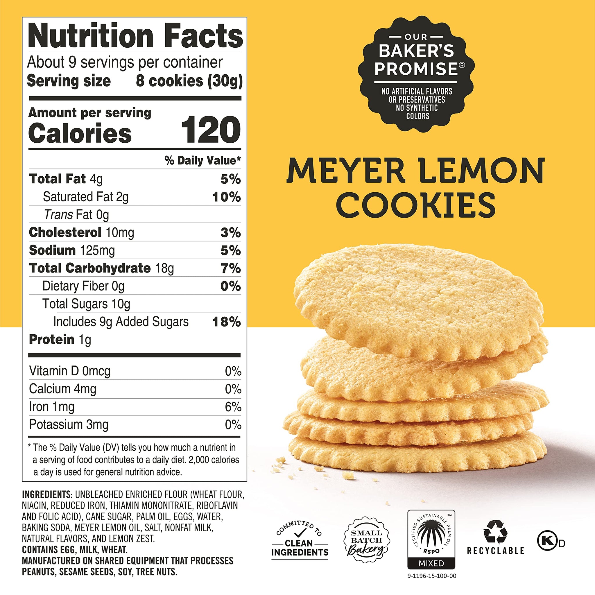 Dewey's Bakery Meyer Lemon & Triple Ginger Moravian Style Thin Cookies Variety Pack, Bakery Fresh with Real Simple Ingredients, Low Calorie Snack, No