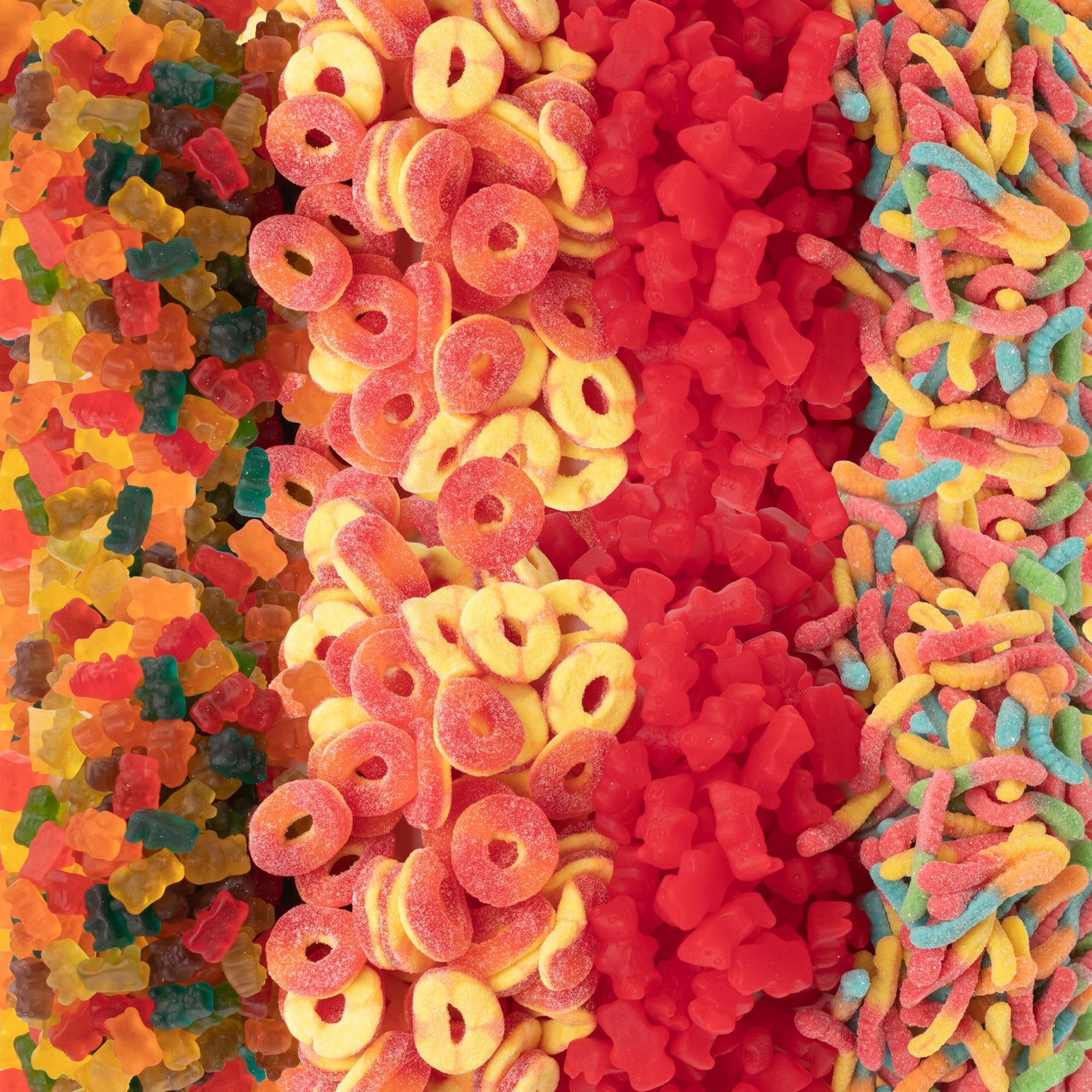 5 lb Bulk Gummy Candy Mix - Gummy Bears, Sour Gummy Worms, Cinnamon Gummy Bears & Peach Rings Bulk - Assorted Gummies Fruit Snacks for Parties, Candy