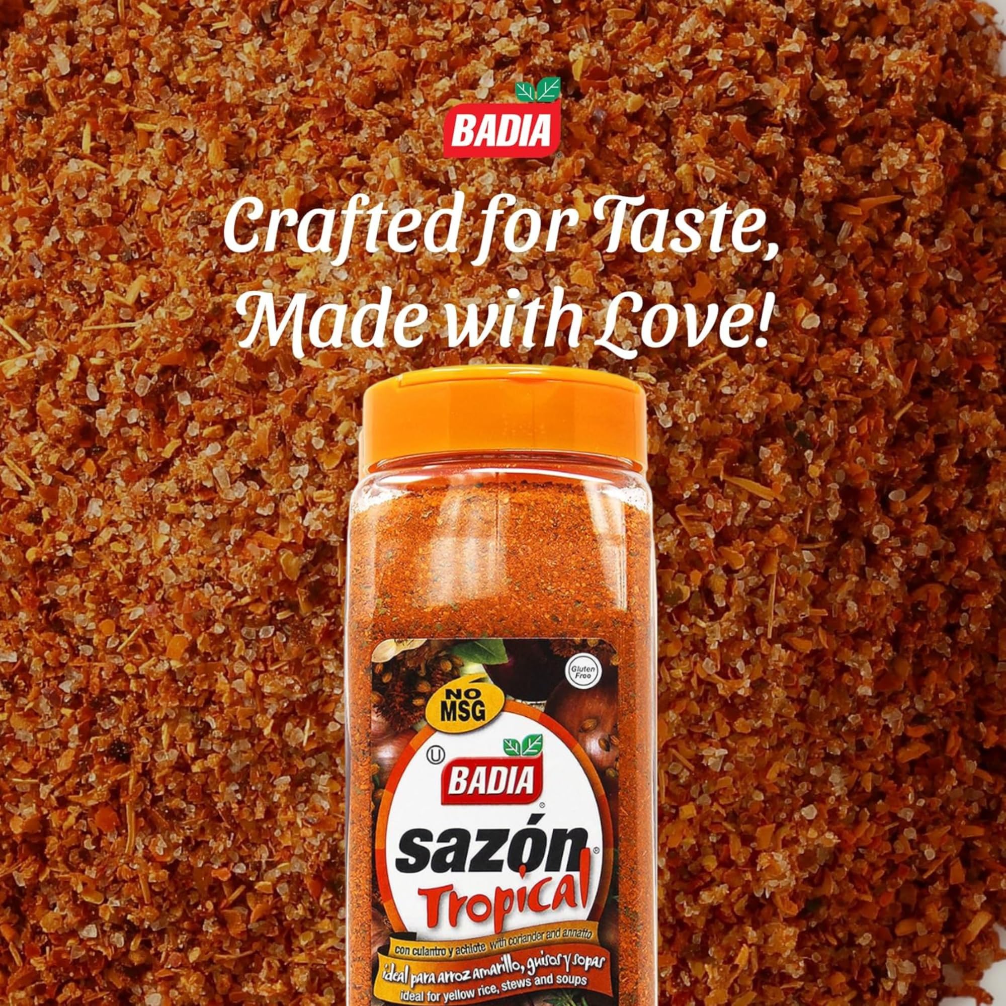 Badia Sazon Tropical with Coriander & Annatto, 28 oz - Authentic Latin & Caribbean Flavors, No MSG, Gluten Free
