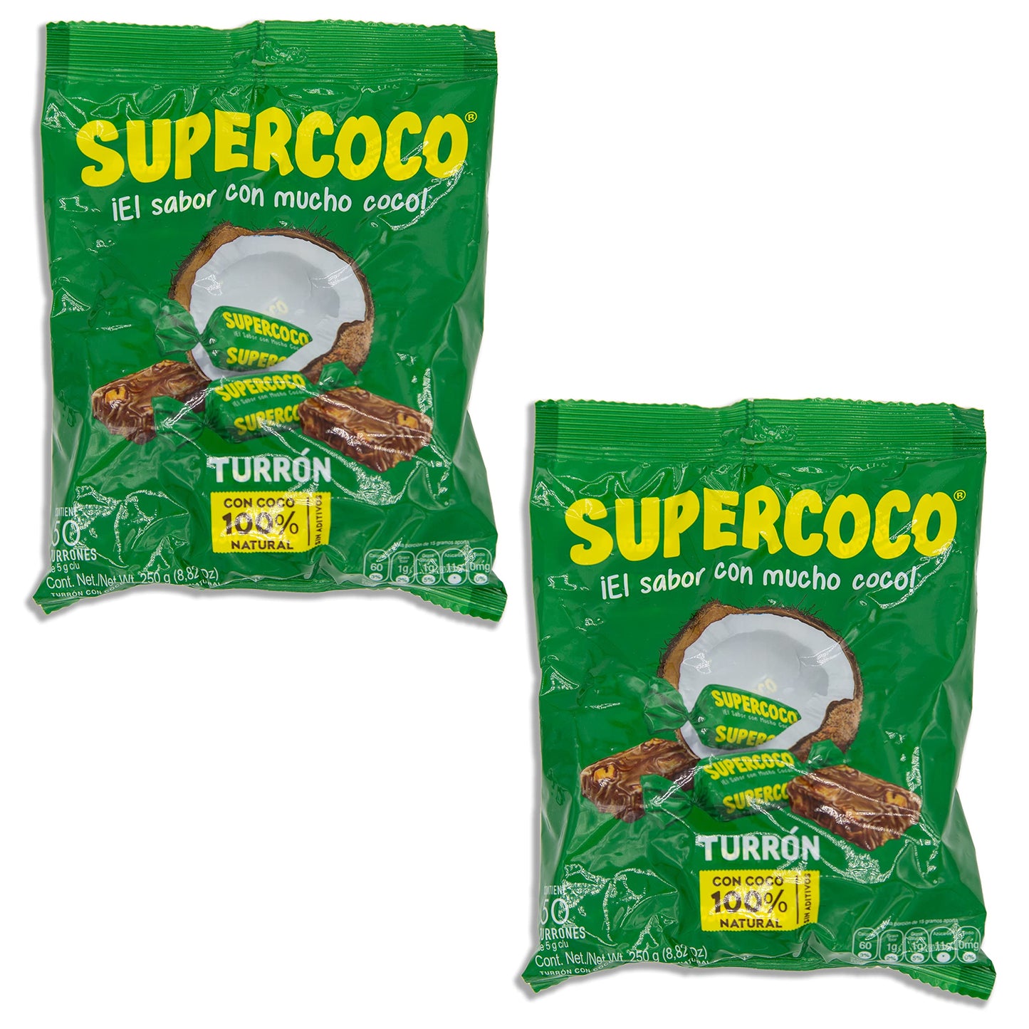 100 Turron Count Candies Bundle - INCLUDES 2 Bags of 50 Turrón Supercoco - Comes in a Despensa Colombiana Bundle - Great to Bring a Little Taste