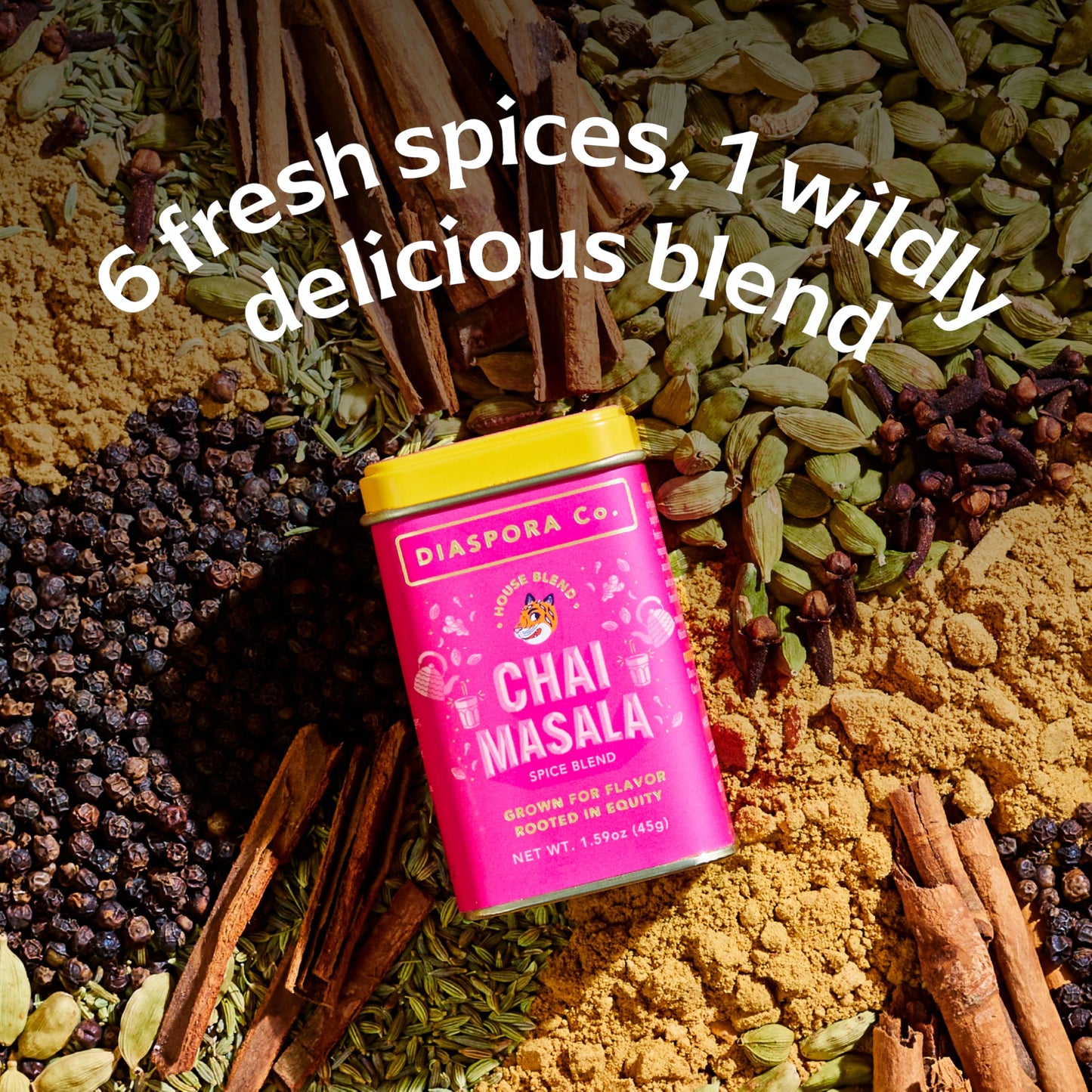 Diaspora Co. Chai Masala Spice Blend - Authentic Chai Spices with Cardamom, Ginger & Cinnamon - Single-Origin Fresh Ground Masala for Chai Latte, Tea