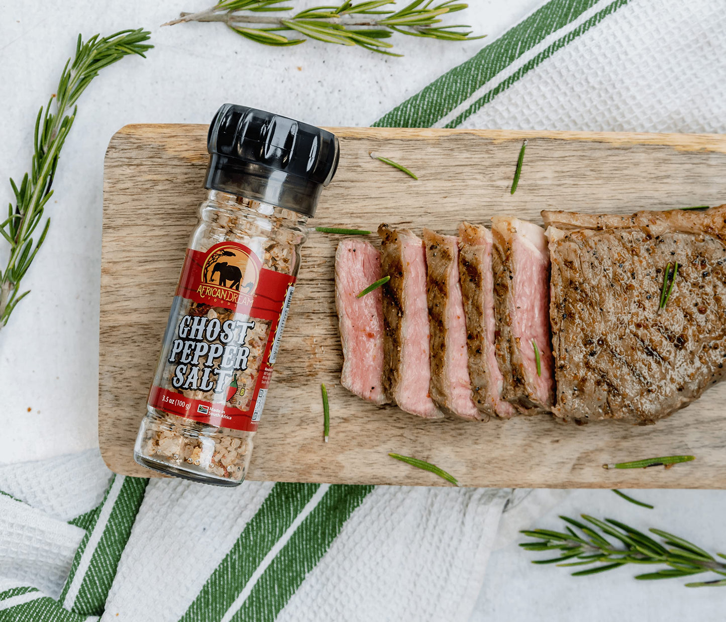 Ghost Pepper Salt Seasoning by African Dream Foods | Spicy Chili Salt with only Natural Hot Ghost Peppers & Sea Salt | Ideal for Meat, Chicken
