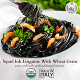 Morelli Squid Ink Pasta Linguine - Organic Black Pasta Noodles, Durum Wheat Semolina, Italian Nero Di Seppia Made in Italy - 8.8 oz / 250 g (Pack