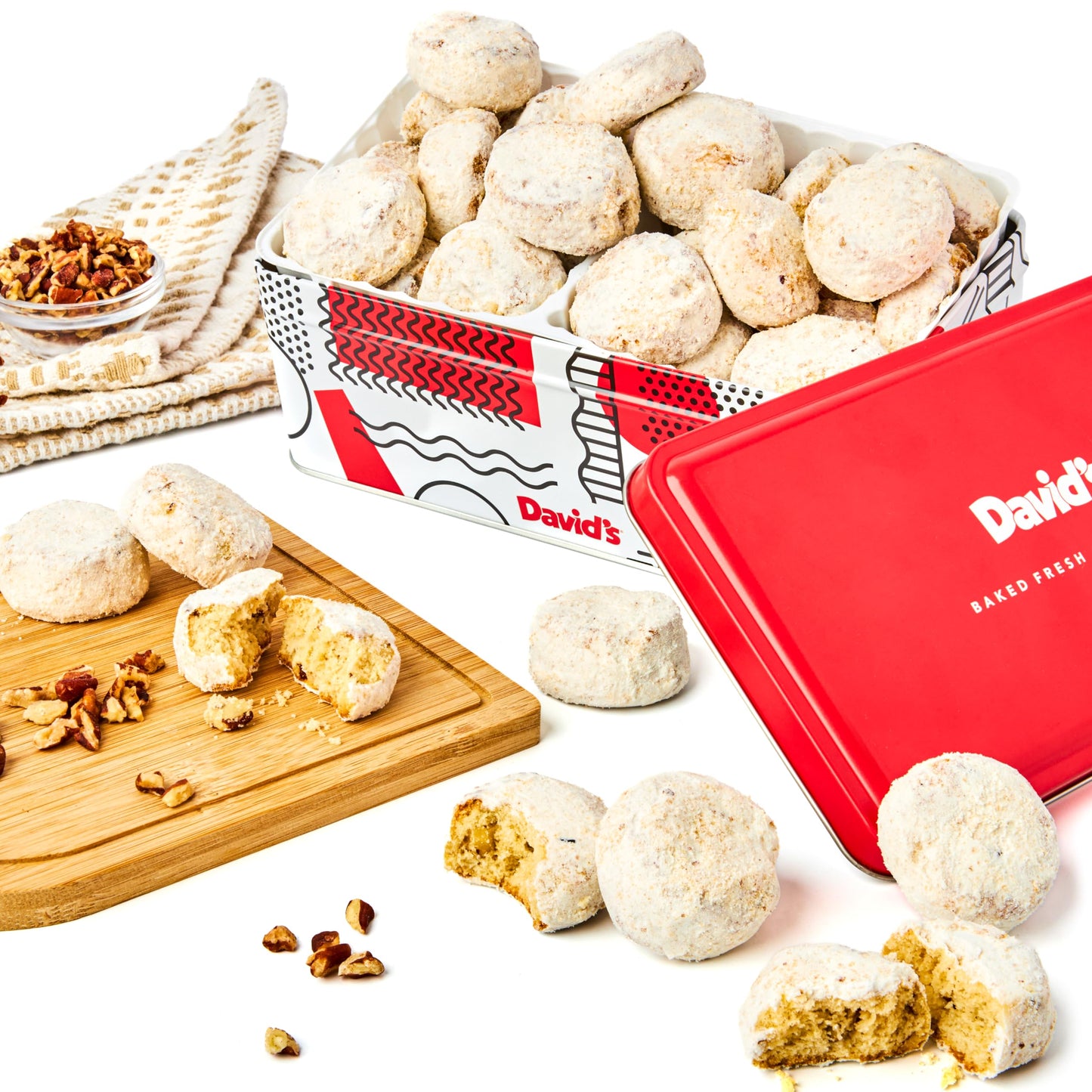 David's Cookies Butter Pecan Meltaways Sweet Sampler Tin - Butter Cookies with Crunchy Pecans, Soft, And Melt In Your Mouth Flavorful Cookies