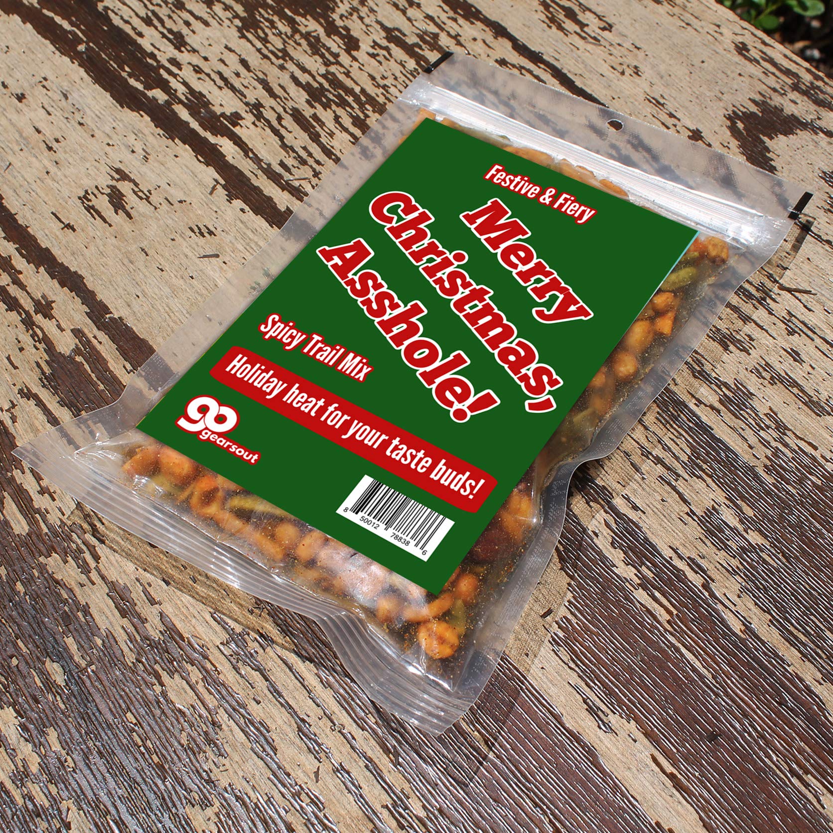 Merry Christmas Asshole Spicy Trail Mix - Holiday Food Gifts for Adults - Premium Trail Mix, Funny Stocking Stuffer, Made in the USA
