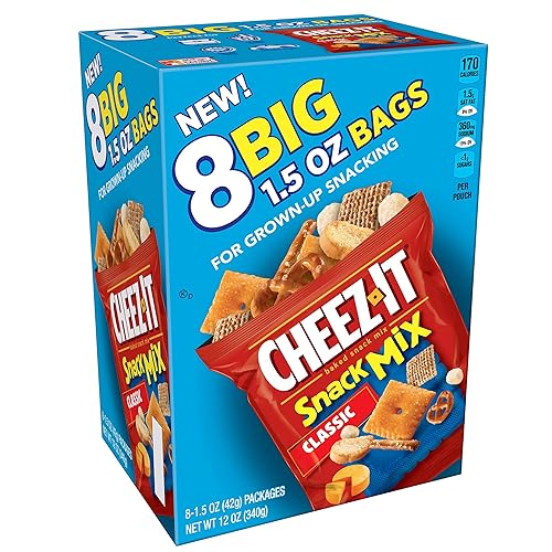 Cheez-It Baked Snack Mix, Classic, Single Serve, 1.5 oz Bags (8 Count)