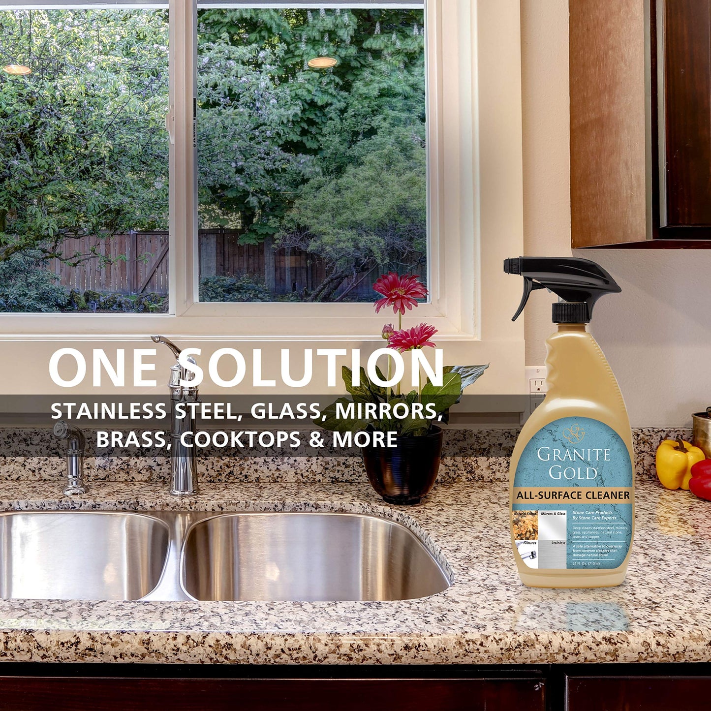 Granite Gold All-Surface Cleaner Spray, Household Cleaning For Stainless Steel, Glass, Quartz, Marble Surfaces, 24 Fl Oz, 1 Count