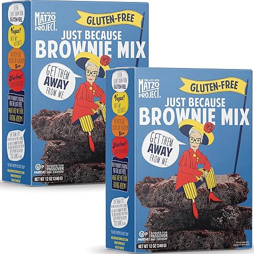 The Matzo Project Just Because Fudge Brownie Mix, 12oz Box (2 Pack) Gluten-Free, Kosher for Passover, Rich and Fudgy, Easy to Bake, Just Add Eggs and Oil, One Bowl