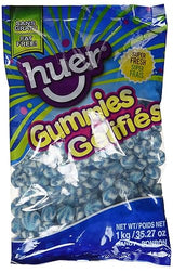 Huer Small Swirls-Sour Blue Raspberry Gummy Candy 1kg/2.2lb Bag (Imported from Canada)