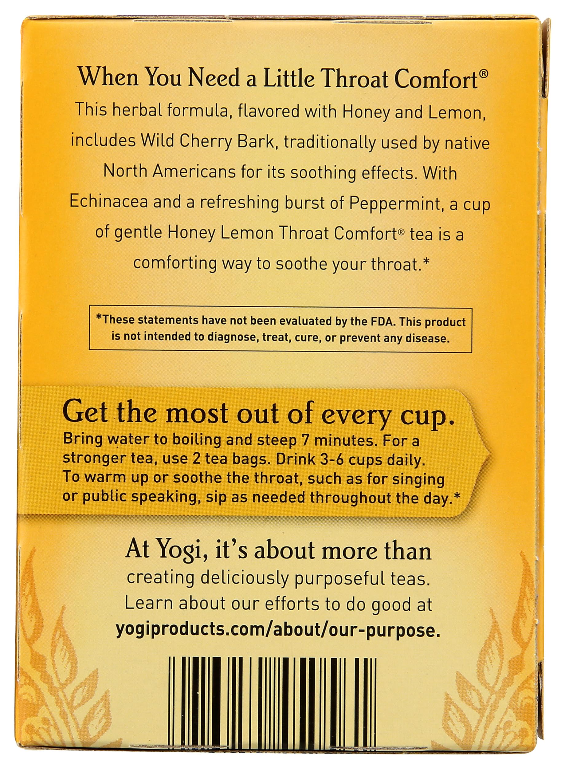 Yogi Tea, Honey Lemon Throat Comfort, 16 Count, Packaging May Vary