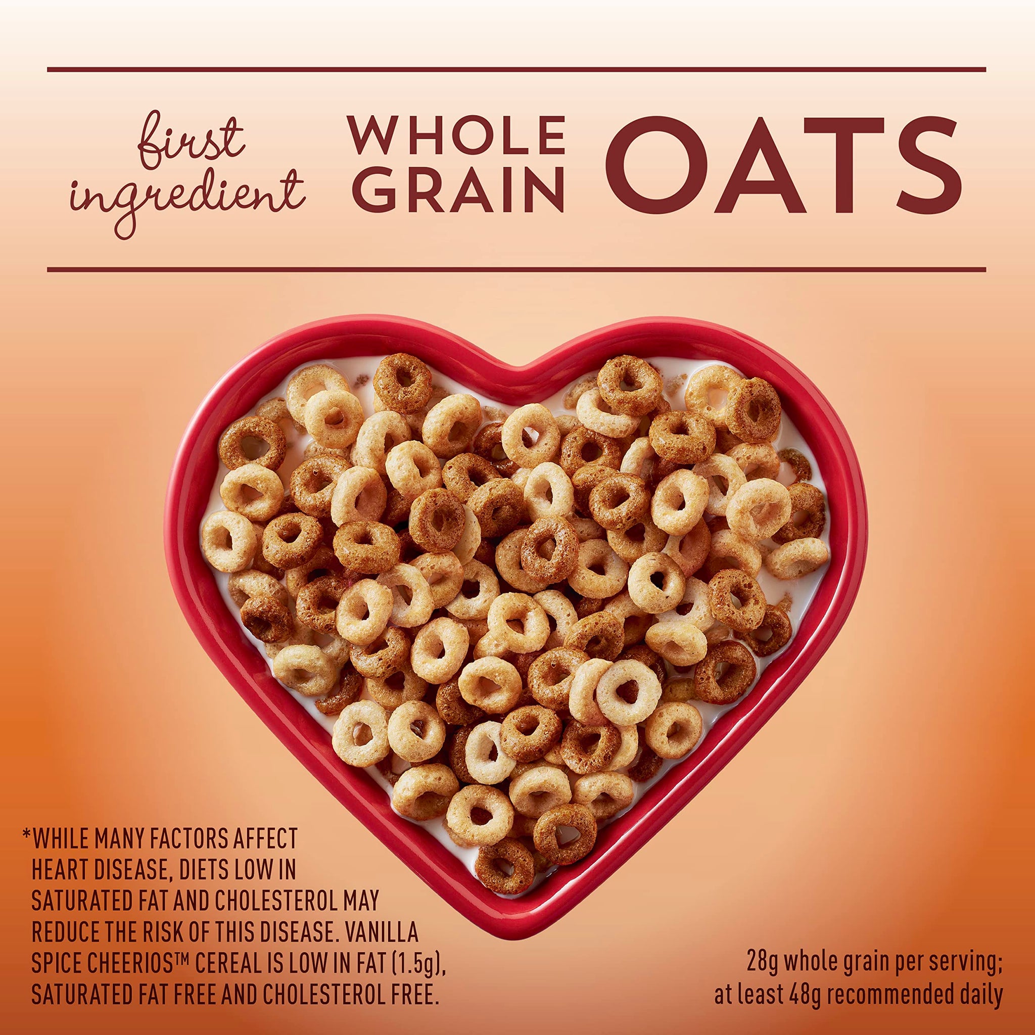 Vanilla Spice Cheerios Heart Healthy Cereal, Gluten Free Cereal With Whole Grain Oats, Family Size, 18 oz