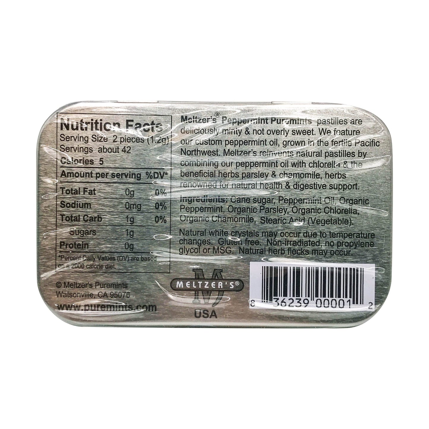 Meltzer's, Puremints Peppermint Tin, 1.76 Ounce