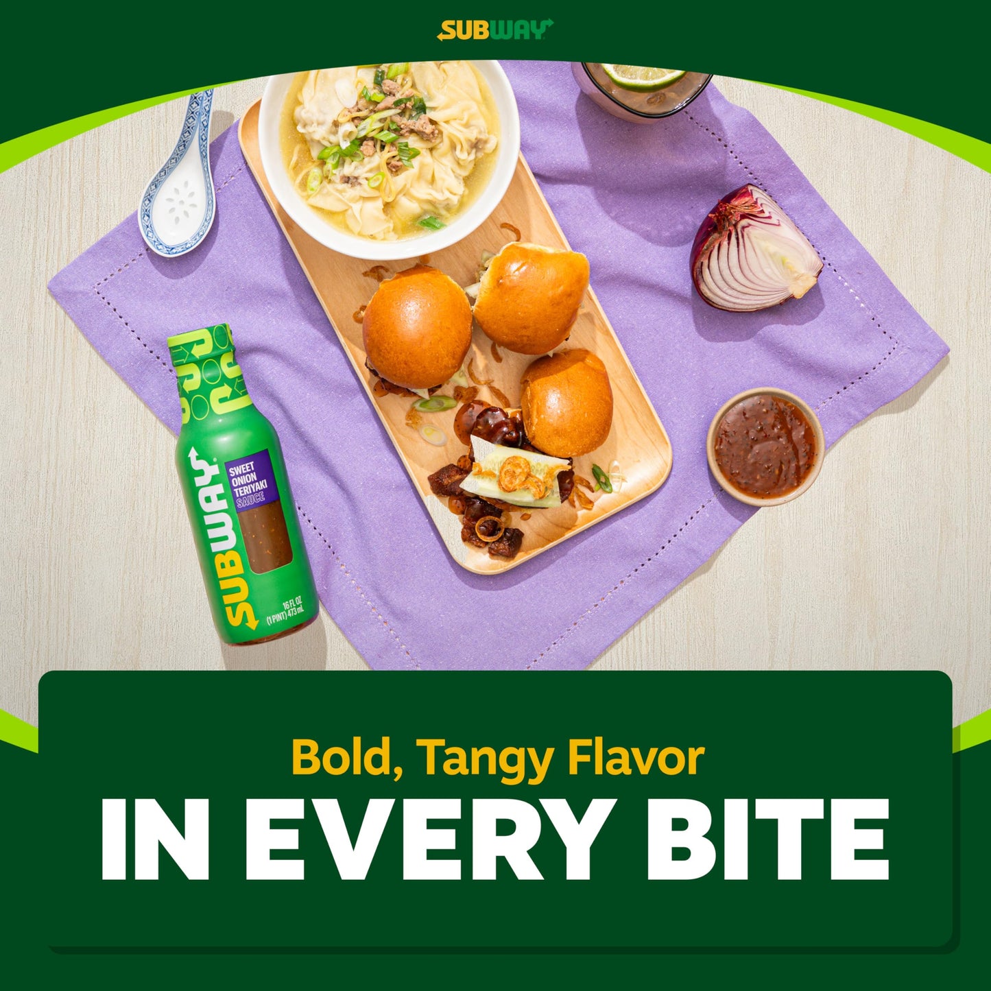 Subway Sweet Onion Teriyaki Sauce, 16 fl. oz., Made with Ginger, Poppyseed and Green Onions, Perfect Chicken Marinade, Glaze, Stir Fry or Hibachi