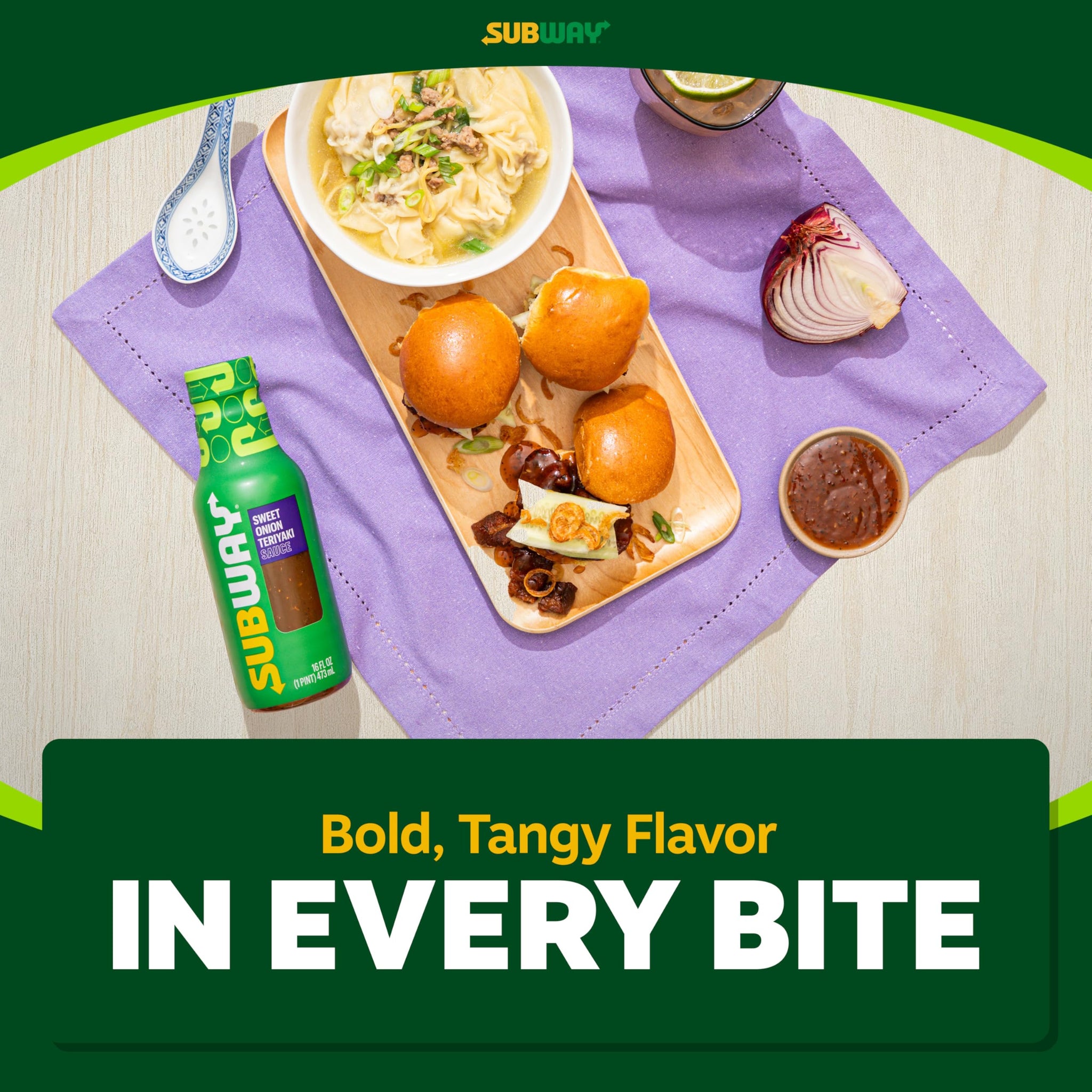 Subway Sweet Onion Teriyaki Sauce, 16 fl. oz., Made with Ginger, Poppyseed and Green Onions, Perfect Chicken Marinade, Glaze, Stir Fry or Hibachi