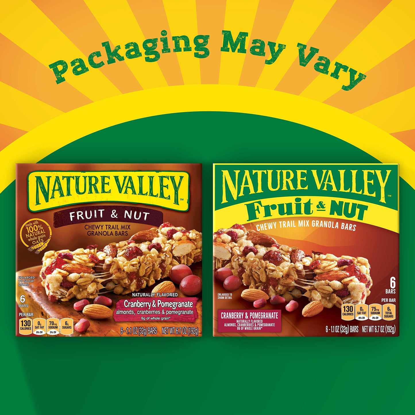 Nature Valley Chewy Fruit & Nut Granola Bars, Cranberry Pomegranate, 6 Bars, 6.7 OZ