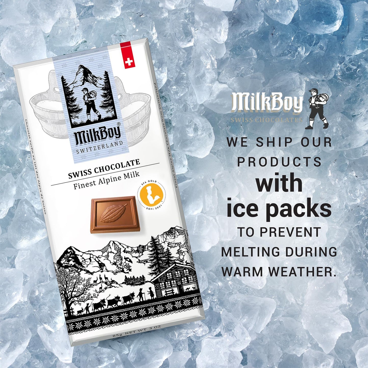 Milkboy Swiss Chocolates Chocolate Bars - Premium Swiss Alpine Milk Chocolate - Smooth European Milk Chocolates Gift - Sustainably Farmed Cocoa