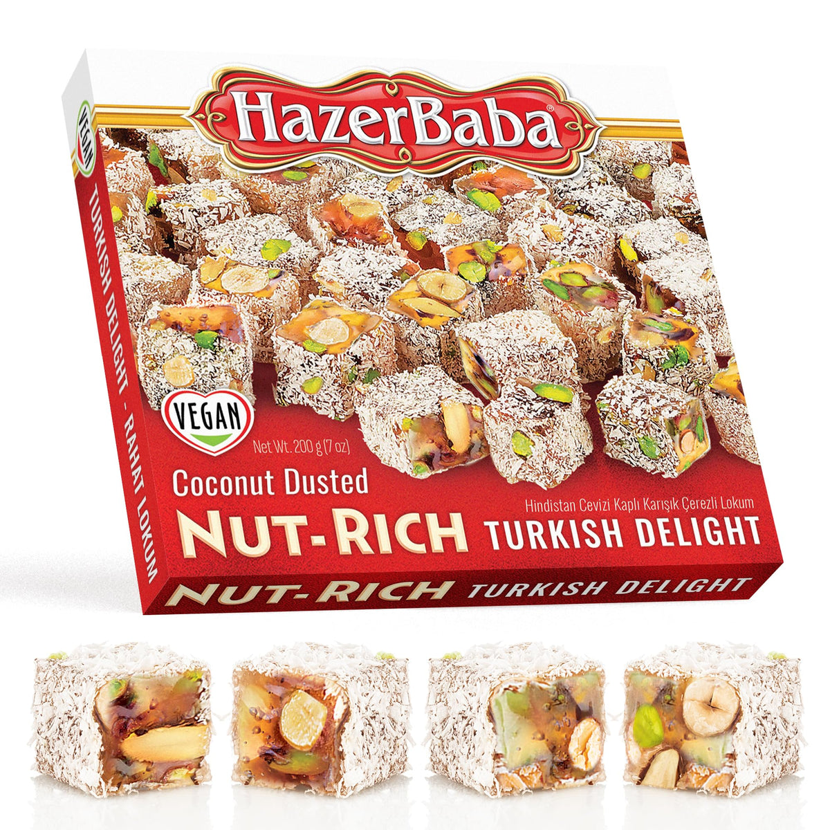 HazerBaba Coconut Dusted Turkish Delight Candy,%15 Nut-Rich,7oz(Pack of 1)