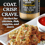 Pork King Good Low Carb Keto Diet Pork Rind Breadcrumbs! Perfect For Ketogenic, Paleo, Gluten-Free, Sugar Free and Bariatric Diets (Original) (Original, 12 Oz Jar)