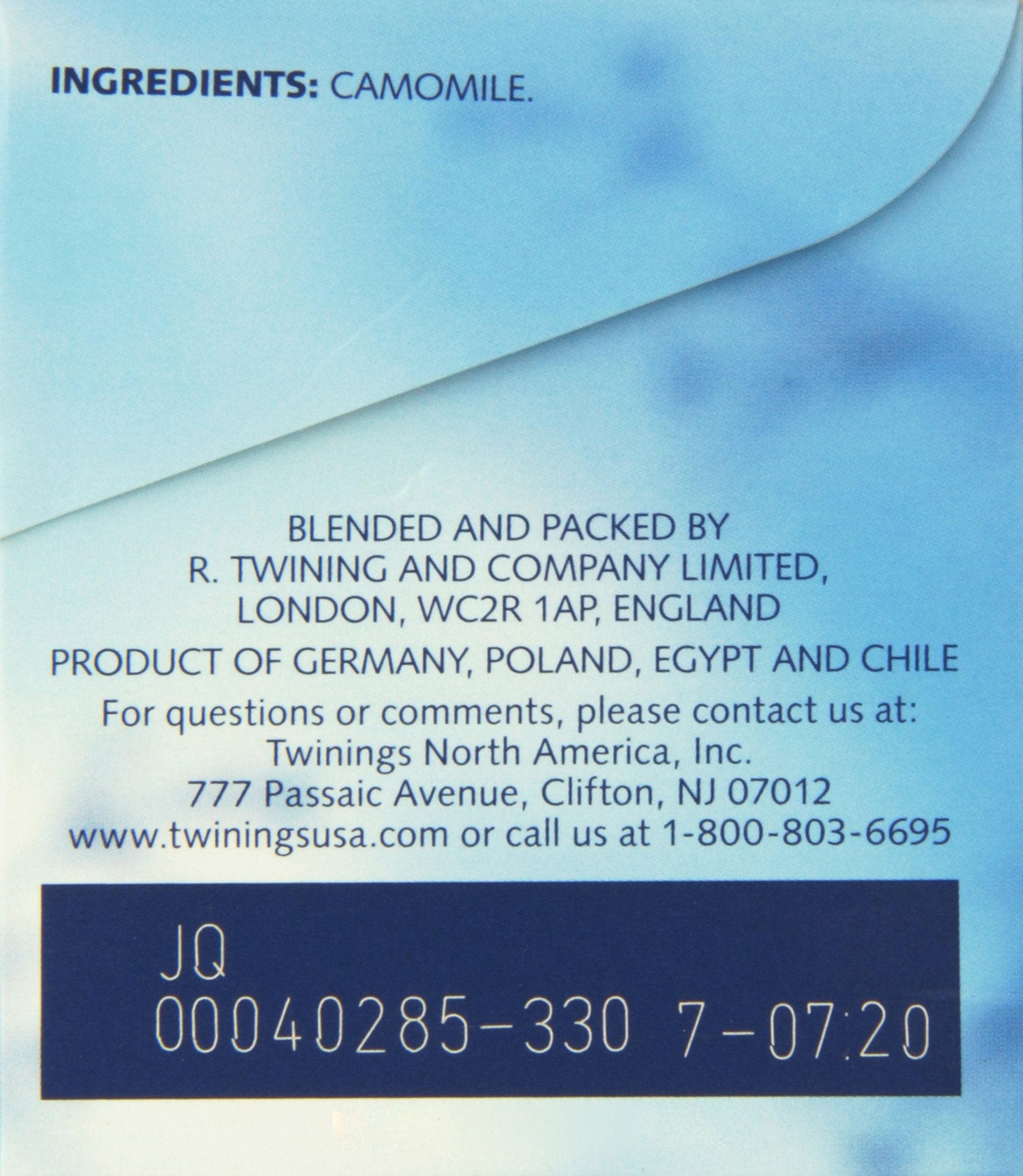 Twinings Pure Camomile Herbal Tea Individually Wrapped Bags, 20 Count Pack of 6, Caffeine Free