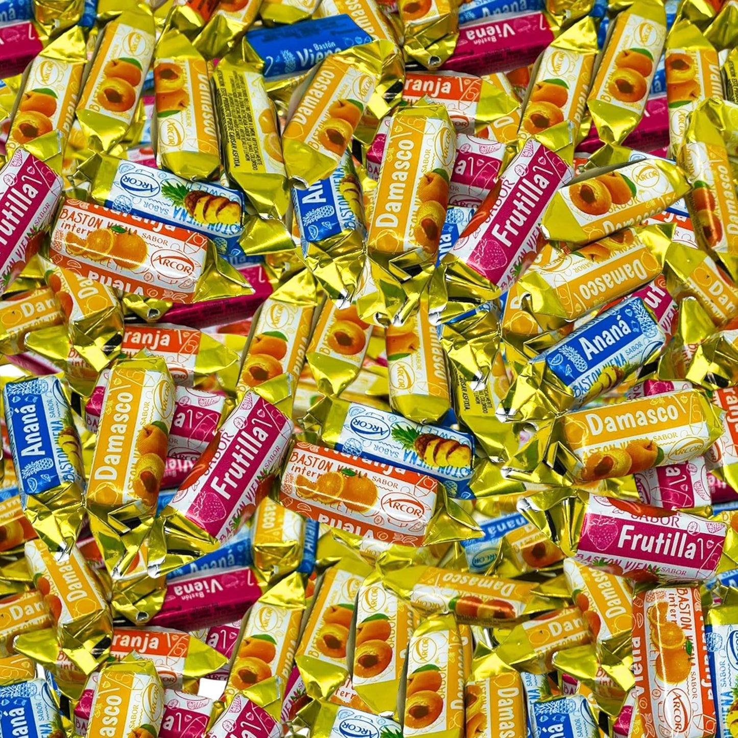 Fruity Hard Candy Filled With Real Fruit Pulp - 1 lbs - Peach, Strawberry, Pineapple, Orange and Lemon Flavored Bon Bons Filled with Real Fruit Pulp