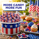 Patriotic Candy - 2 Pound Pack - Chocolate Flavored Caramels - Fourth of July Candy Bulk - Individually Wrapped Red White and Blue Taffies