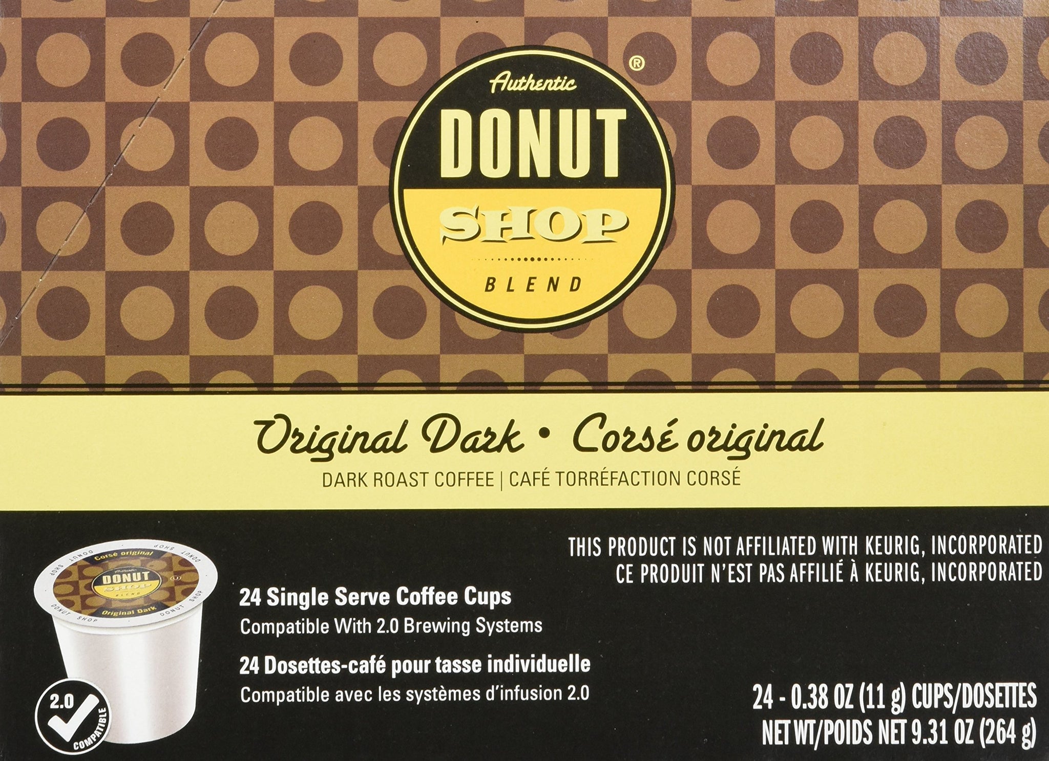 Authentic Donut Shop Blend Original Dark Single-cup Coffee for Keurig K-Cup Brewers, 24 Count