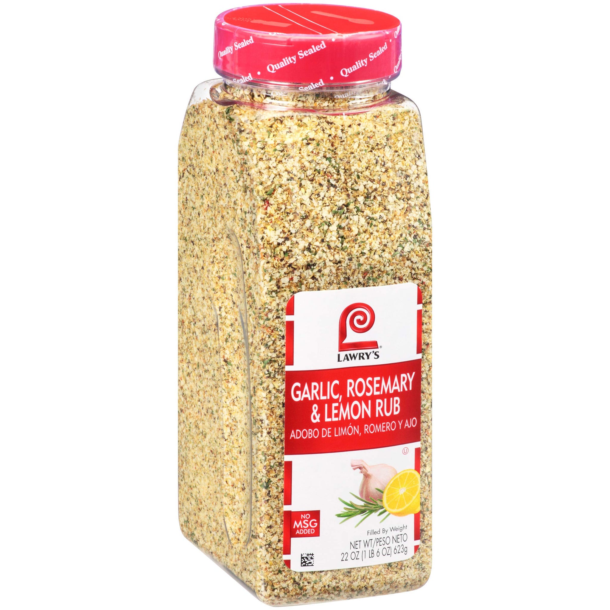 Lawry's Garlic, Rosemary & Lemon Rub, 22 oz - One 22 Ounce Container of Garlic, Lemon and Rosemary Seasoning, Made for Chefs to Use on Chicken, Fish