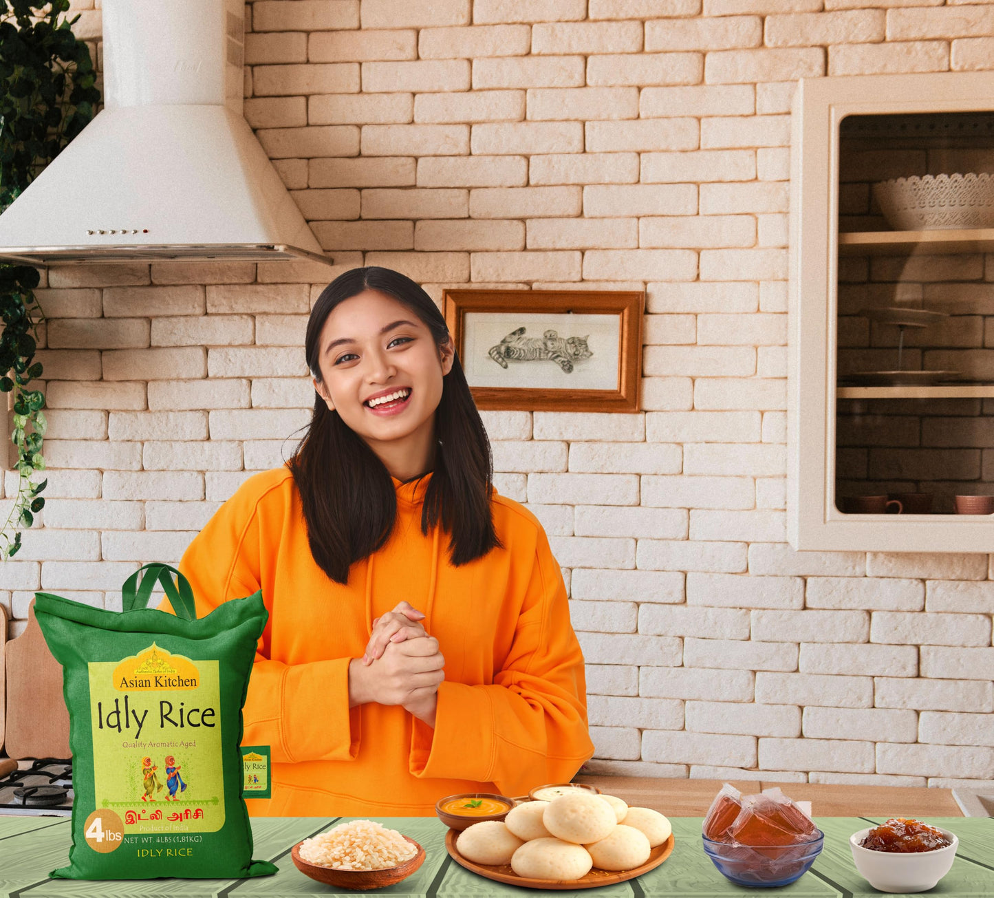 Asian Kitchen Idly (Idli) Rice 4-Pound Bag, 4lbs (1.81kg) Short Grain Rice ~ All Natural | Vegan | Indian Origin | Export Quality